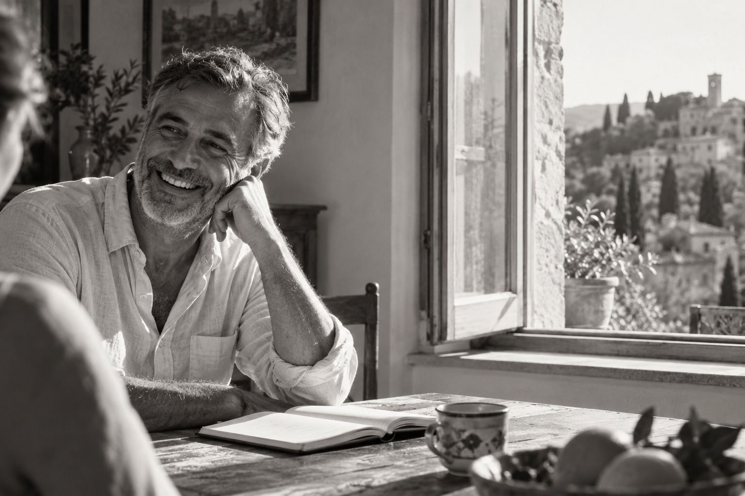 Scena di vita quotidiana con persona immaginaria